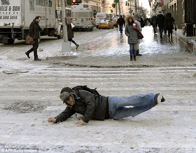 Man falling on ice